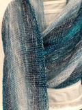 Turquoise Alpaca and Cotton Handwoven Shawl