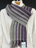 Silver grey and purple alpaca scarf