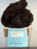 Dark Brown Super Fine Alpaca Roving (1426)