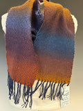 Navy, gold, rust and plumb scarf (504)