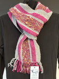 Silver Grey and Pink Woven Scarf (108-614)