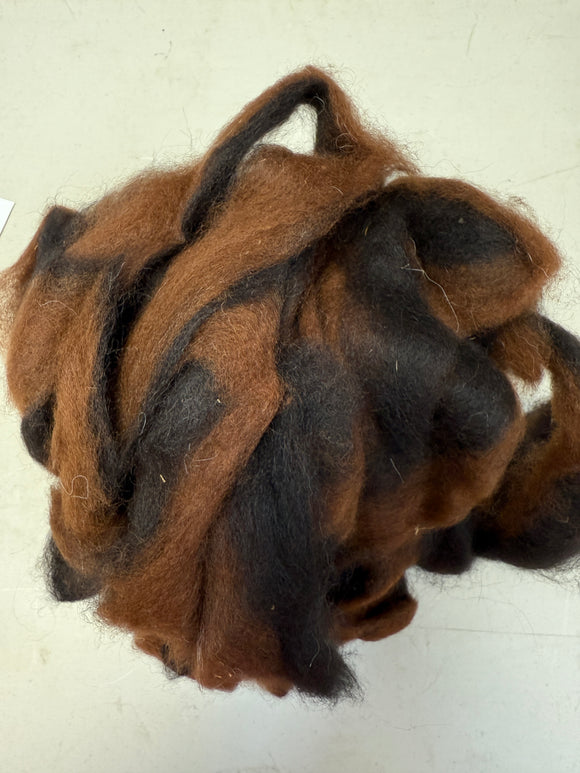 Black and Brown Stripe Alpaca Roving (#125)