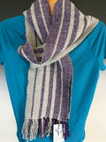 Silver grey and purple alpaca scarf