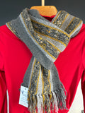 Silver Grey and gold alpaca scarf