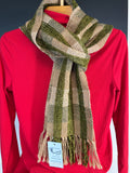 Tan and sage green alpaca scarf