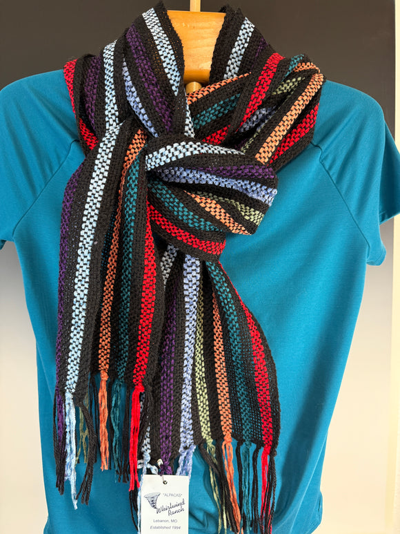 Black and Multi Color Alpaca Scarf
