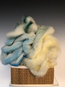 White Baby Alpaca Roving and Dyed Bamboo (#8822)