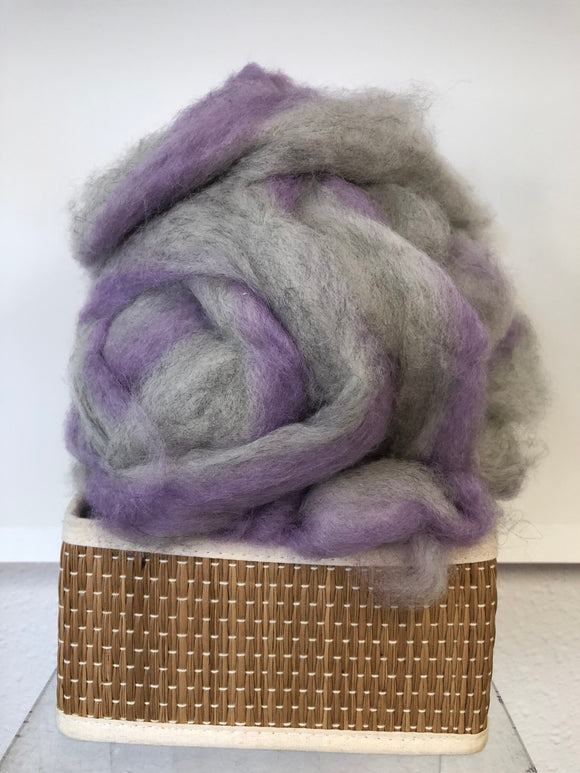 Silver and Lilac Baby Alpaca Roving - 9022