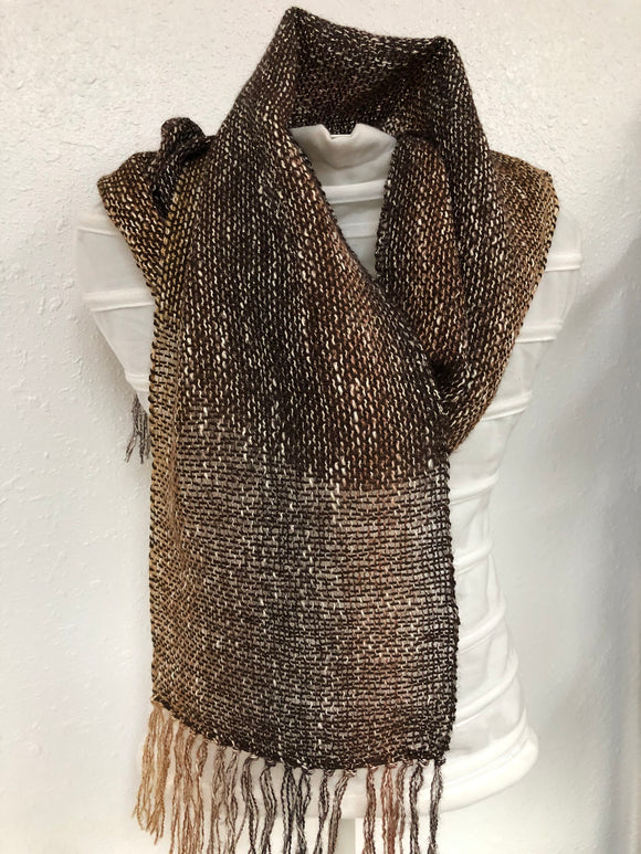 Brown light weight woven alpaca scarf