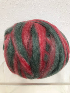 Green and Red Alpaca Blend Roving (#8221)