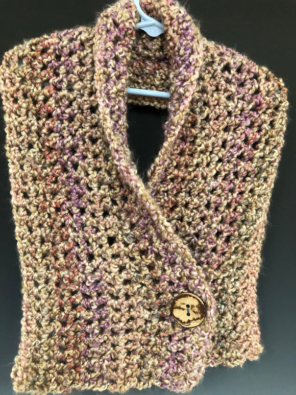 Rose and Tan Button Cowl