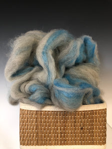 Silver Alpaca and Turquoise Silk Roving - 9822