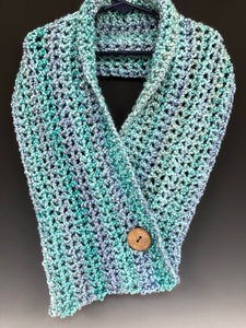 Pale Turquoise and Purple Button Cowl