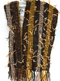 Brown and gold woven alpaca scarf